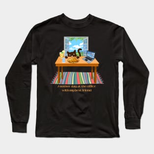 Working From Home with my cat Long Sleeve T-Shirt